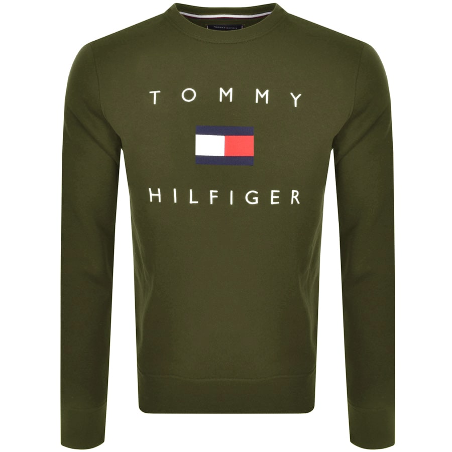 Alternative Image for ProductTommy Hilfiger Flag Crew Neck Sweatshirt Khaki1